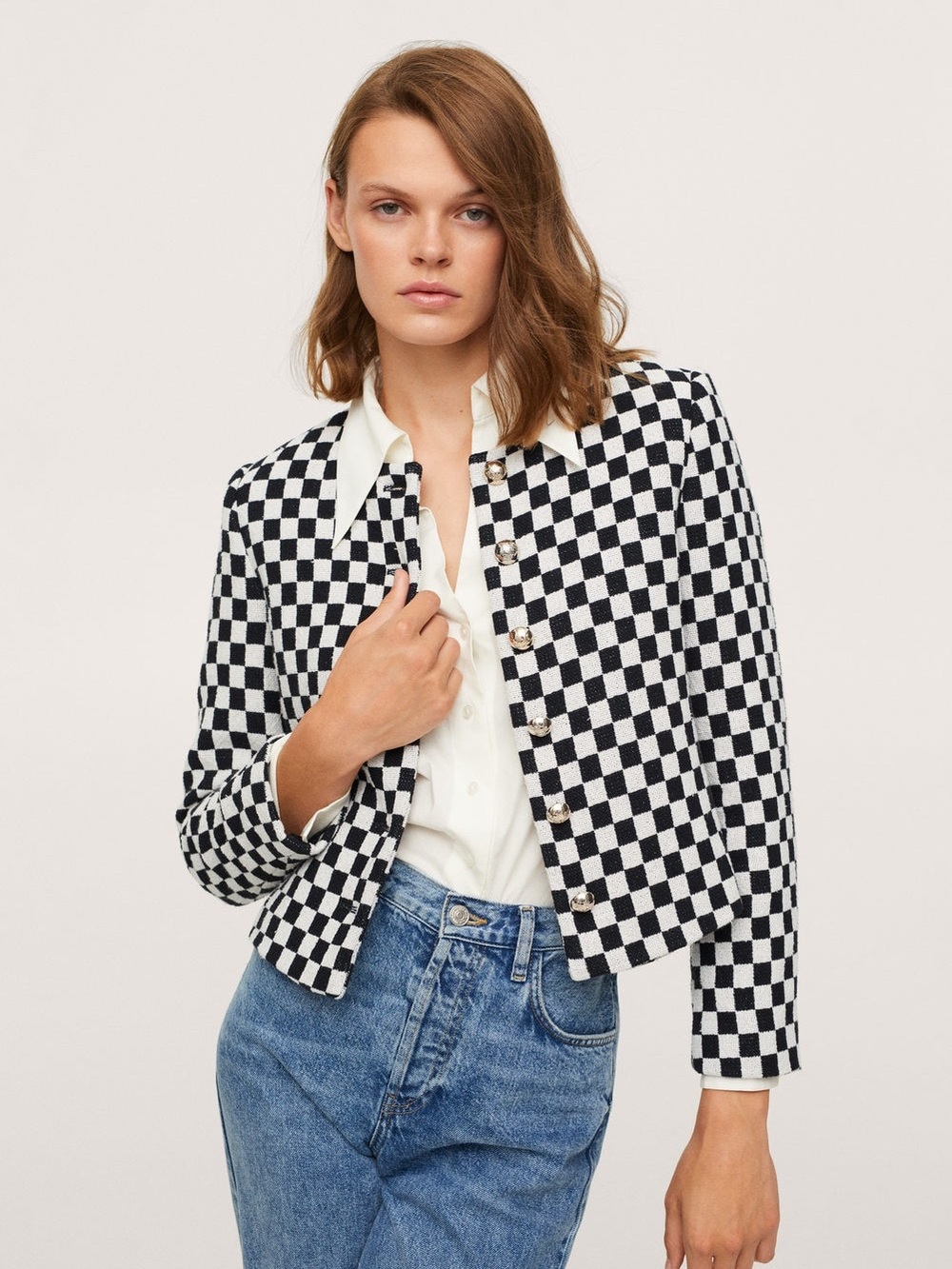 Mango Checkered Jacket size xs
